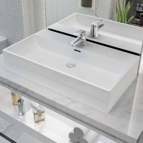 Umivaonik s Poklopcem za Slivnik Keramički Bijeli 76 x 42,5 x 14,5 cm Cijena