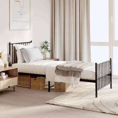 Metalni okvir kreveta uzglavlje i podnožje crni 75x190 cm