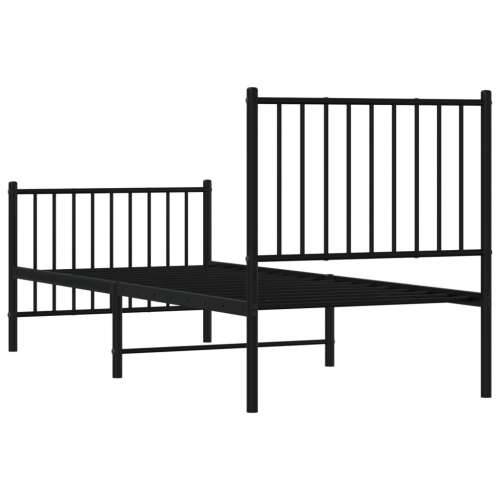 Metalni okvir kreveta uzglavlje i podnožje crni 75x190 cm Cijena
