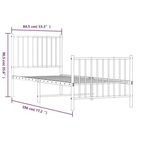 Metalni okvir kreveta uzglavlje i podnožje crni 80x200 cm Cijena