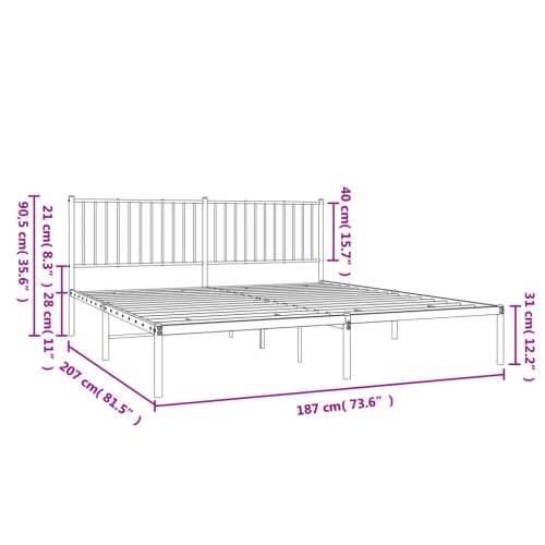 Metalni okvir za krevet s uzglavljem bijeli 180x200 cm Cijena