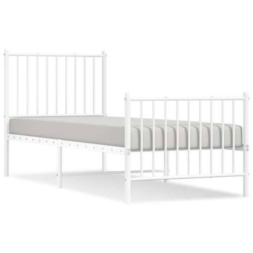 Metalni okvir kreveta uzglavlje i podnožje bijeli 75x190 cm Cijena