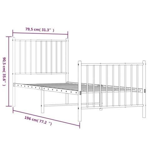 Metalni okvir kreveta uzglavlje i podnožje bijeli 75x190 cm Cijena