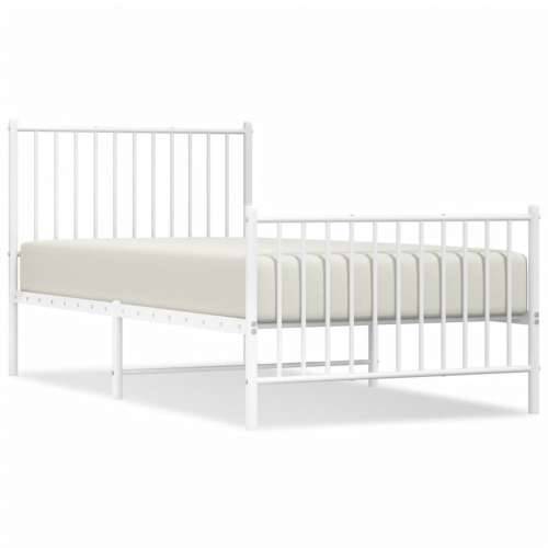 Metalni okvir kreveta uzglavlje i podnožje bijeli 90x190 cm - Bijela 90 x 190 cm s uzglavljem i podnožjem Cijena
