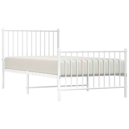 Metalni okvir kreveta uzglavlje i podnožje bijeli 90x190 cm - Bijela 90 x 190 cm s uzglavljem i podnožjem Cijena