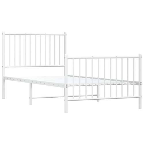 Metalni okvir kreveta uzglavlje i podnožje bijeli 90x190 cm - Bijela 90 x 190 cm s uzglavljem i podnožjem Cijena