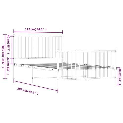 Metalni okvir kreveta uzglavlje i podnožje bijeli 107x203 cm Cijena