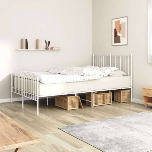 Metalni okvir kreveta uzglavlje i podnožje bijeli 120x200 cm