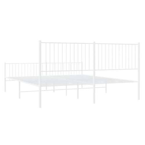 Metalni okvir kreveta uzglavlje i podnožje bijeli 200x200 cm Cijena