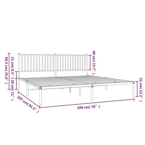 Metalni okvir za krevet s uzglavljem crni 193x203 cm Cijena