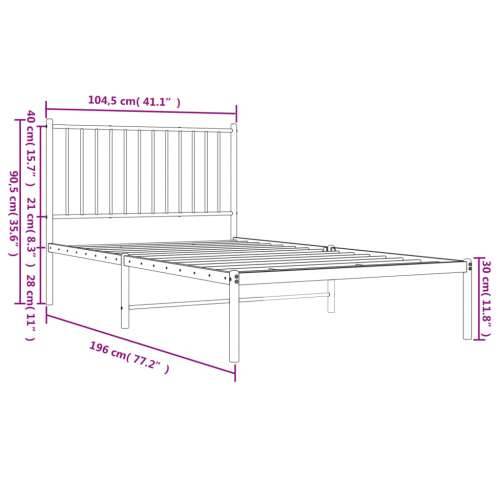 Metalni okvir za krevet s uzglavljem bijeli 100x190 cm Cijena