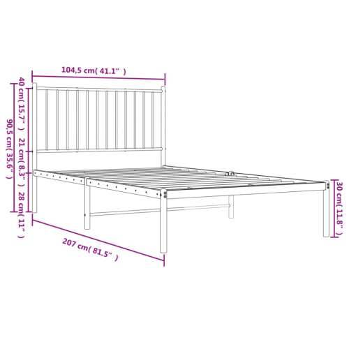 Metalni okvir za krevet s uzglavljem bijeli 100x200 cm Cijena