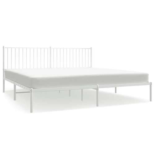 Metalni okvir za krevet s uzglavljem bijeli 193x203 cm Cijena
