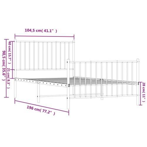 Metalni okvir kreveta uzglavlje i podnožje bijeli 100x190 cm Cijena