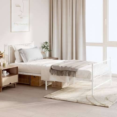 Metalni okvir kreveta uzglavlje i podnožje bijeli 100x200 cm