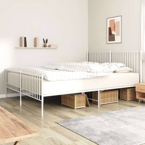 Metalni okvir kreveta uzglavlje i podnožje bijeli 193x203 cm