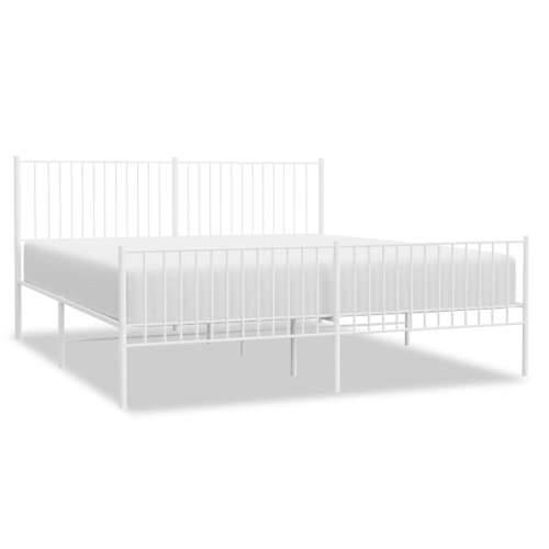Metalni okvir kreveta uzglavlje i podnožje bijeli 193x203 cm Cijena