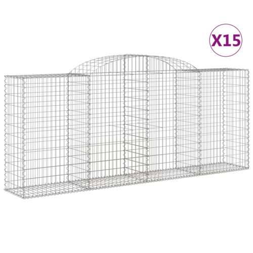 Lučne gabionske košare 15kom 300x50x120/140cm pocinčano željezo - 300 x 50 x 120/140 cm 15 Cijena