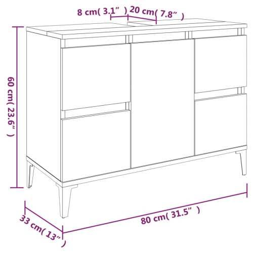 Ormarić za Lavabo - Umivaonik boja Smeđi hrasta 80x33x60 cm drveni - Smeđi hrast 1 Cijena