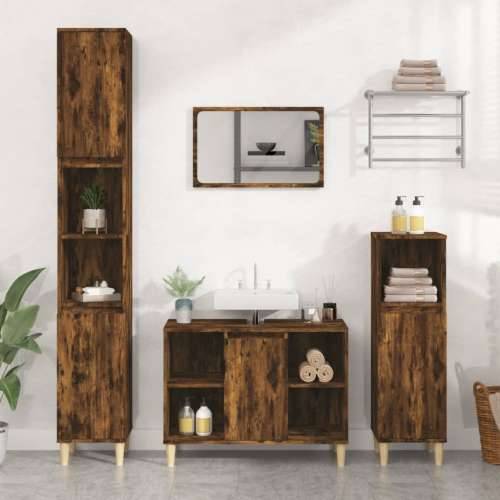 Ormarić za Lavabo - Umivaonik boja dimljenog hrasta 80x33x60 cm drveni - Dimljeni hrast 1 Cijena