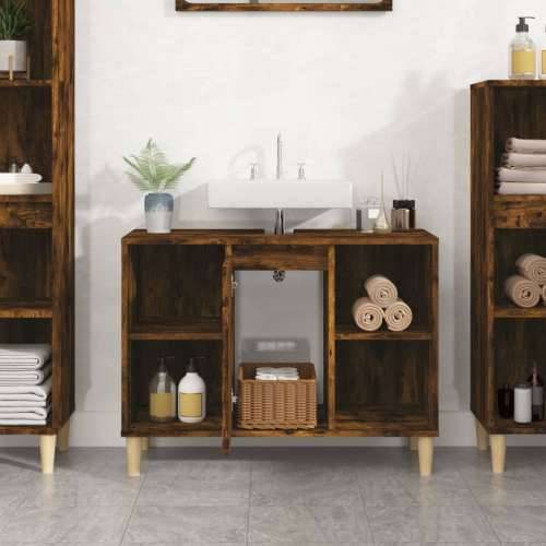 Ormarić za Lavabo - Umivaonik boja dimljenog hrasta 80x33x60 cm drveni - Dimljeni hrast 1 Cijena