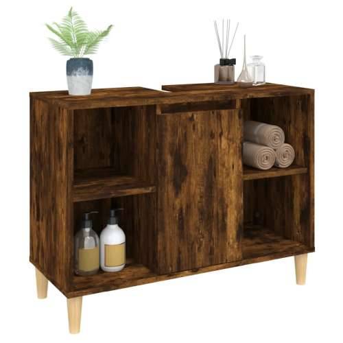 Ormarić za Lavabo - Umivaonik boja dimljenog hrasta 80x33x60 cm drveni - Dimljeni hrast 1 Cijena