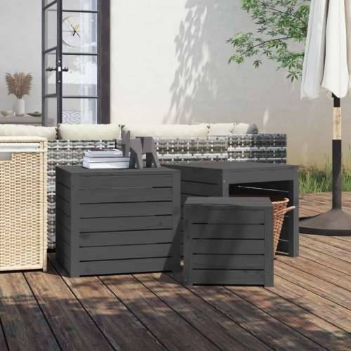 3-dijelni set vrtnih kutija sivi od masivne borovine - Siva 50.5 x 50.5 x 46.5 cm Cijena