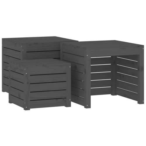 3-dijelni set vrtnih kutija sivi od masivne borovine - Siva 50.5 x 50.5 x 46.5 cm Cijena