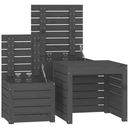 3-dijelni set vrtnih kutija sivi od masivne borovine - Siva 50.5 x 50.5 x 46.5 cm Cijena