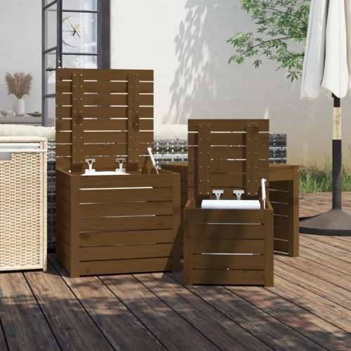 3-dijelni set vrtnih kutija boja meda od masivne borovine - boja meda 50.5 x 50.5 x 46.5 cm Cijena