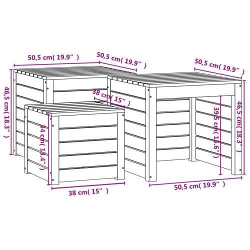 3-dijelni set vrtnih kutija boja meda od masivne borovine - boja meda 50.5 x 50.5 x 46.5 cm Cijena
