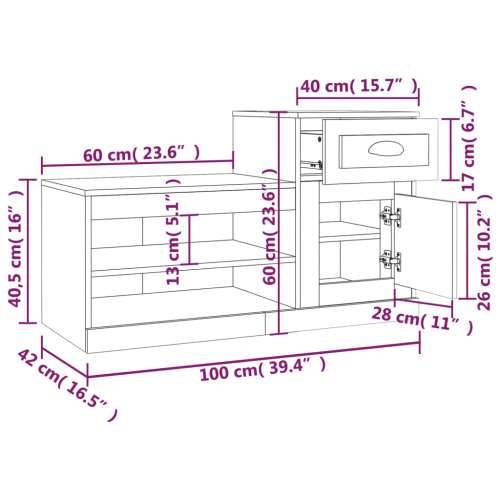 Ormarić za cipele crni 100 x 42 x 60 cm od konstruiranog drva - Crna 1 Cijena