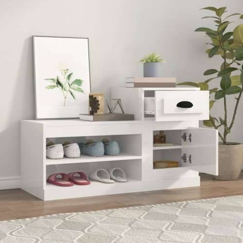 Ormarić za cipele sjajni bijeli 100x42x60 cm konstruirano drvo - Visoko sjajno bijela 1 Cijena