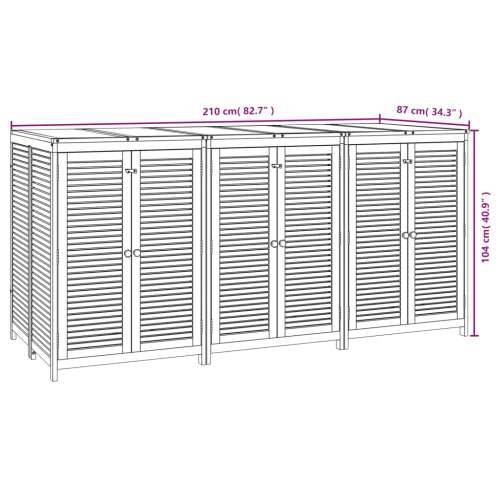 Vrtna kutija za pohranu 210x87x104 cm od masivnog drva bagrema - 210 x 87 x 104 cm Cijena