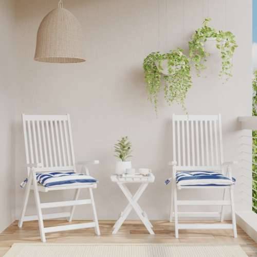 Jastuci za stolice 2 kom plavo-bijele pruge 50x50x7 cm tkanina Cijena