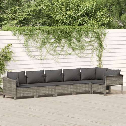 6-dijelna vrtna garnitura od poliratana s jastucima siva - 2x armchair + corner + 3x middle 1 Cijena