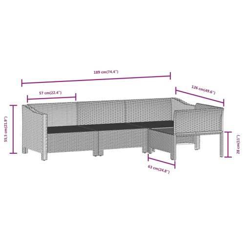 6-dijelna vrtna garnitura od poliratana s jastucima siva - 2x armchair + corner + 3x middle 1 Cijena