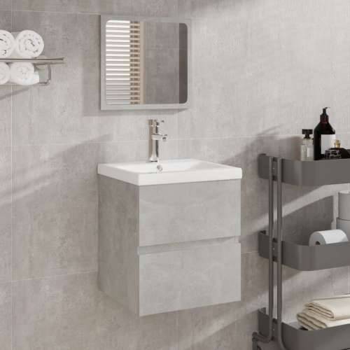 Kupaonski ormarić s Lavabo - Umivaonikom i ogledalom siva boja betona - Beton siva 41 x 38.5 x 45 cm 1 Cijena