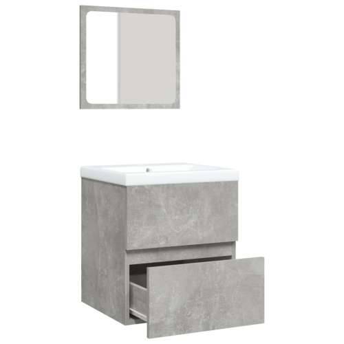 Kupaonski ormarić s Lavabo - Umivaonikom i ogledalom siva boja betona - Beton siva 41 x 38.5 x 45 cm 1 Cijena