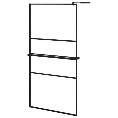 Pregrada za tuš s policom crna 100x195 cm staklo ESG i aluminij - Crna 100 x 195 cm napola matirano Cijena