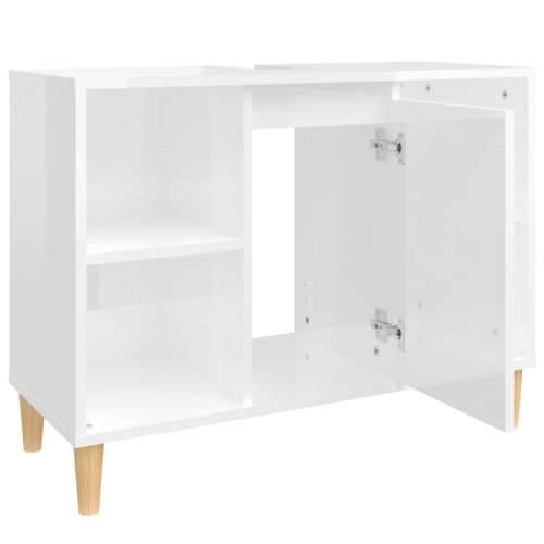 Ormarić za Lavabo - Umivaonik visoki sjaj bijeli 80 x 33 x 60 cm drveni - Visoko sjajno bijela 1 Cijena