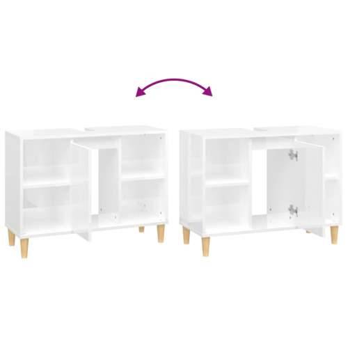 Ormarić za Lavabo - Umivaonik visoki sjaj bijeli 80 x 33 x 60 cm drveni - Visoko sjajno bijela 1 Cijena
