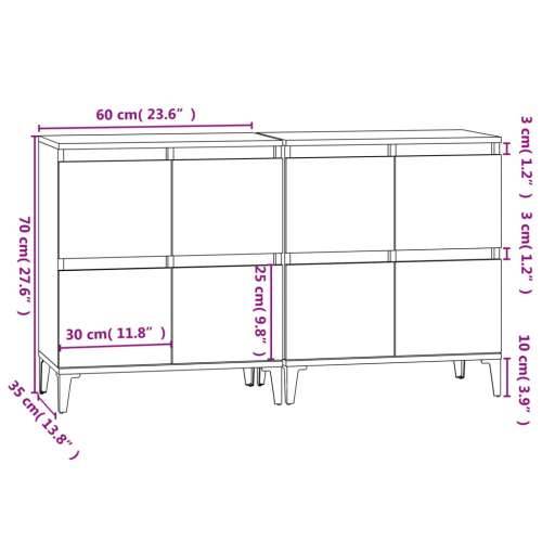 Komode 2 kom siva boja betona 60x35x70 cm od konstruiranog drva - Beton siva 2 Cijena