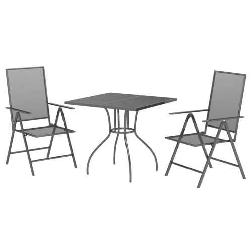 Vrtna garnitura - 3-dijelni vrtni blagovaonski set antracit čelični - Dužina stola 80 cm 2 Cijena