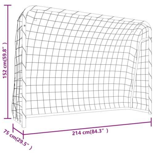 Nogometni gol s mrežom bijeli 214x75x152 cm čelik i poliester  - 214 x 75 x 152 cm 1 Cijena