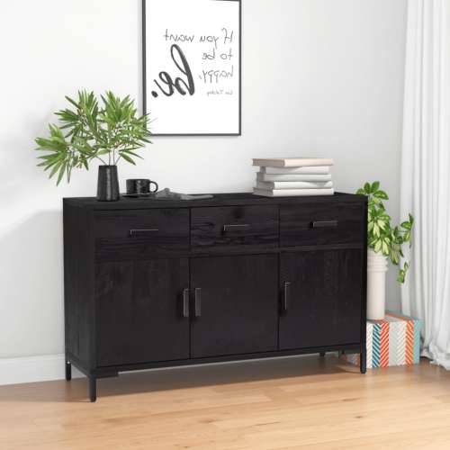 Komoda crna 110 x 35 x 70 cm od masivne borovine - Crna 1 Cijena