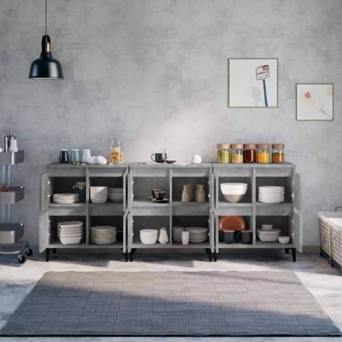 Komode 3 kom siva boja betona 60x35x70 cm od konstruiranog drva - Beton siva 3 Cijena