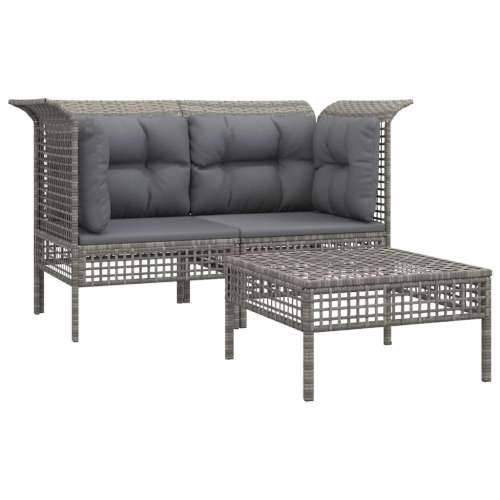 3-dijelna vrtna garnitura od poliratana s jastucima siva - 2x corner + footrest 1 Cijena