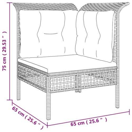 3-dijelna vrtna garnitura od poliratana s jastucima siva - 2x corner + footrest 1 Cijena