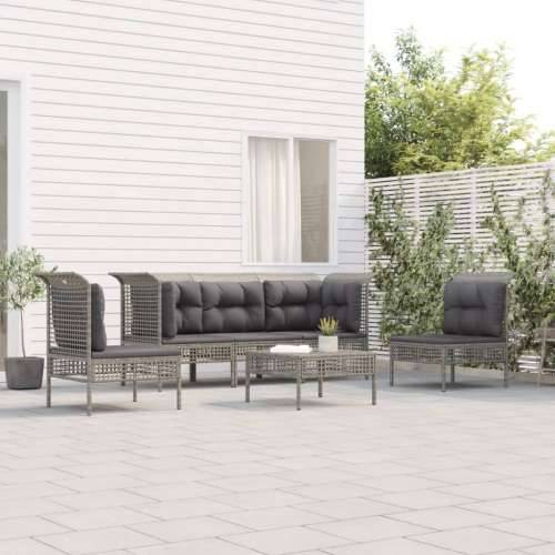 6-dijelna vrtna garnitura od poliratana s jastucima siva - 2x corner + 3x middle + footrest 1 Cijena